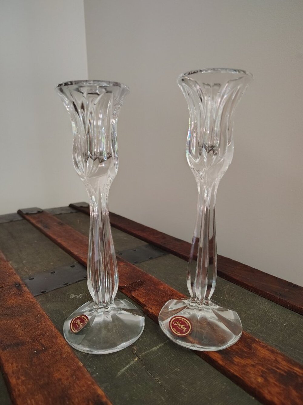 Gorham Tulip Crystal Candlesticks, set of two, Made in Germany
